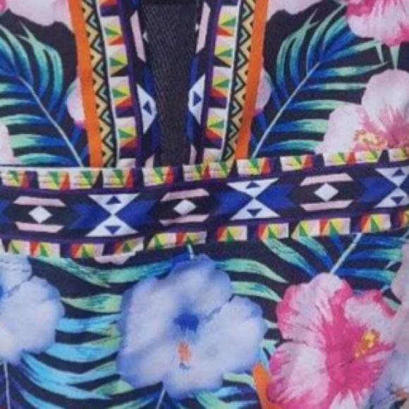 MULTI FLORAL CONTRAST MESH LINED ONE PC SWIMSUIT - Picture 10 of 11